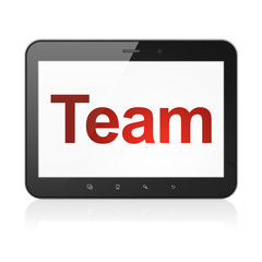 Finance concept: Team on tablet pc computer