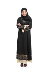 Arab saudi woman posing standing happy