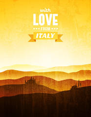 Vintage poster with a landscape of Tuscany - 60370366
