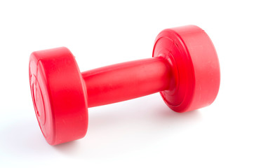 Obraz premium Red dumbells weight isolated on white background