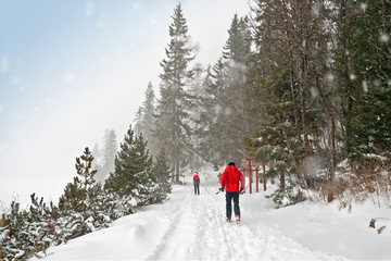 Skiing in High Tatras, Strbske Pleso, Slovakia