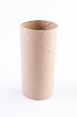 Empty toilet paper roll isolated on white background