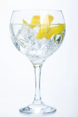 Schilderijen op glas sinaasappel citroen en limoen gin tonic geïsoleerd over white © ampFotoStudio.com