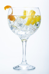 orange lemon and lime gin tonic isolated over white