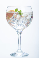 grapefruit and parsley gin tonic isolated over white