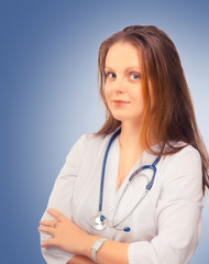 Female doctor in a white coat