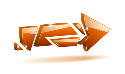 vector 3D orange broken arrow