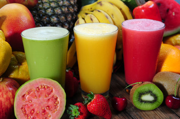 Lemon, orange and water melon juices
