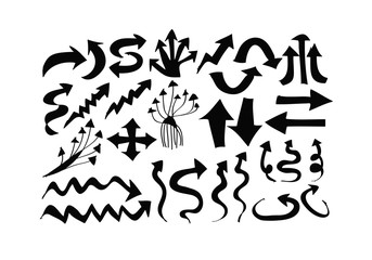 arrows icons set by hand drawing idea