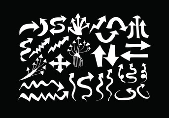 arrows icons set by hand drawing idea