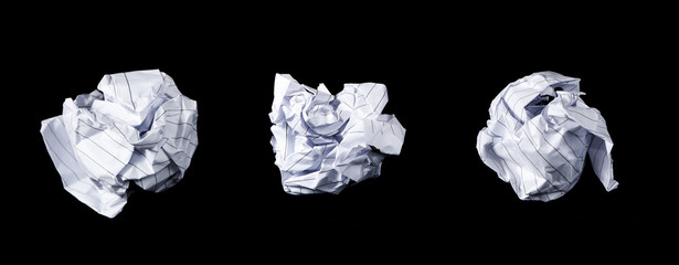Isolated Crumpled Papers Shot In Studio Over Black