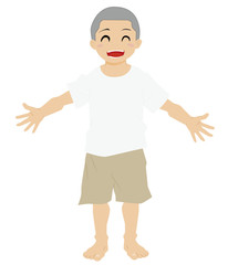 両手を広げる少年