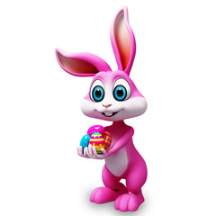 Easter happy bunny with coloring eggs