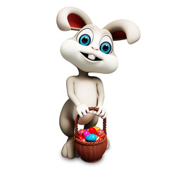 Easter happy bunny with eggs basket