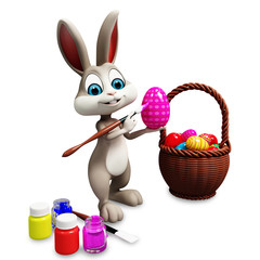 Easter happy bunny with painting eggs