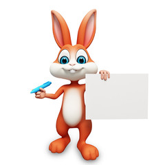 Fototapeta na wymiar Happy bunny with and sign