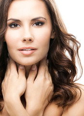 Fototapeta premium Portrait of beautiful woman, on white
