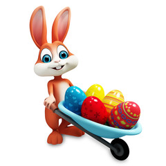 Easter happy bunny with color eggs trolley