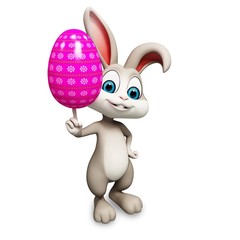 happy bunny with big colorful egg