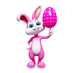 Happy smiling bunny color egg