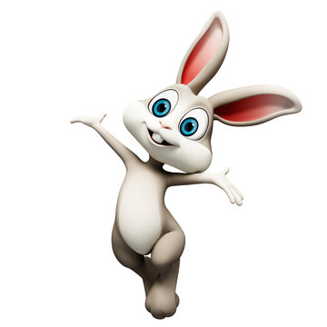 Easter happy bunny with jumping