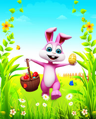 happy bunnyis running with eggs basket © pankajstock123