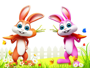 Obraz na płótnie Canvas happy bunny with carrot