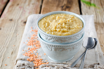 Lentil puree in a bowl