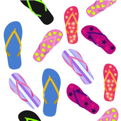 Seamless pattern with flip flops. Summer background.
