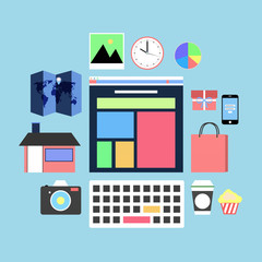 applications graphic user interface flat icons