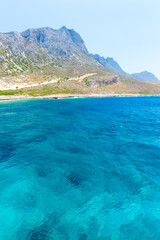 Balos beach. View from Gramvousa Island, Crete in Greece