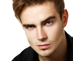 Obraz premium Portrait of handsome young man, sexy guy looking at camera over