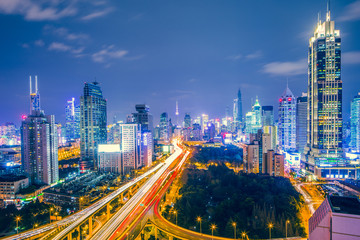 Obraz premium night scene of Shanghai
