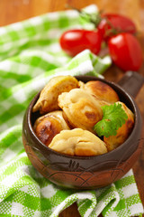 Roasted russian pelmeni