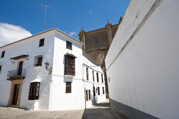 Traditional street in Ronda village, Malaga, Andalusia, Spain