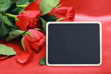 red roses and blac board