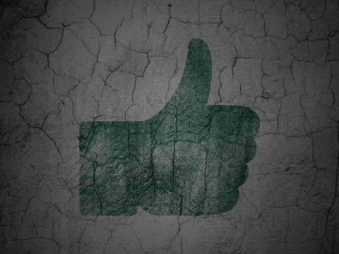 Social media concept: Thumb Up on grunge wall background