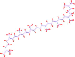 Molecular structure of lycopene on white background