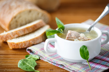 soup with meat and noodles
