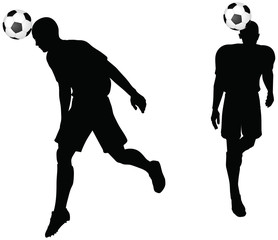 poses of soccer players silhouettes in head strike position