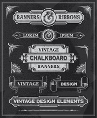 Collection of banners and ribbons on a black background - 60387188