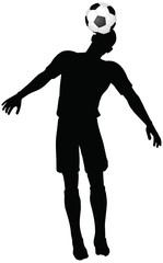 poses of soccer players silhouettes in head strike position