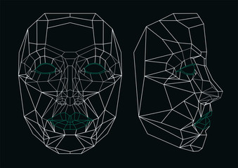 Robot face line art: front and side. Geometrical. - 60388326