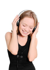 Naklejka premium girl with earphones