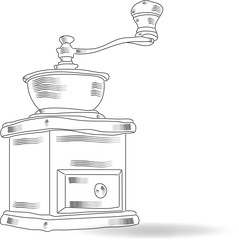 Sketch coffee grinder, vector