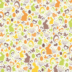 Fototapeta premium Oster-Hintergrund aus verschiedenen Symbolen