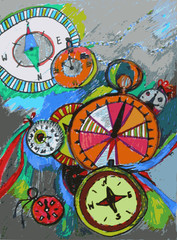 Watch and compass abstract background