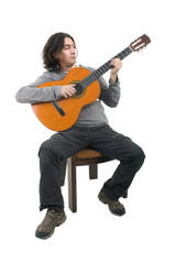 Naklejka premium Acoustic guitar guitarist man classical