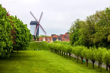Foto auf Acrylglas Mühlen Windmühle in Brügge, Belgien