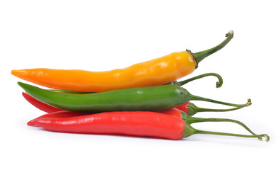 hot chilli peppers isolated on white background